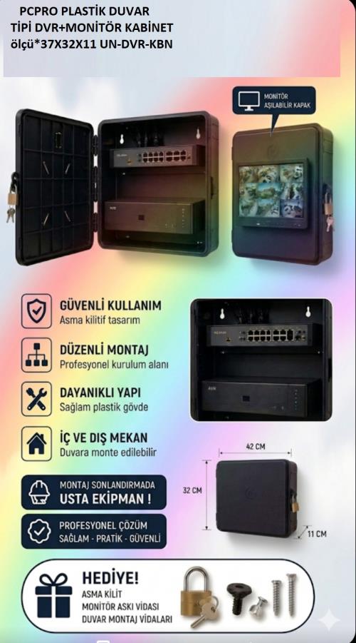 PCPRO PLASTİK DUVAR TİPİ DVR+MONİTÖR KABİNET ölçü*37X32X11 UN-DVR-KBN